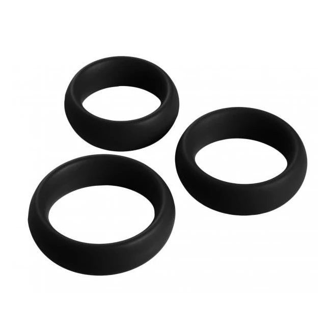 3 Piece Silicone C Ring Set - Black - Overview
