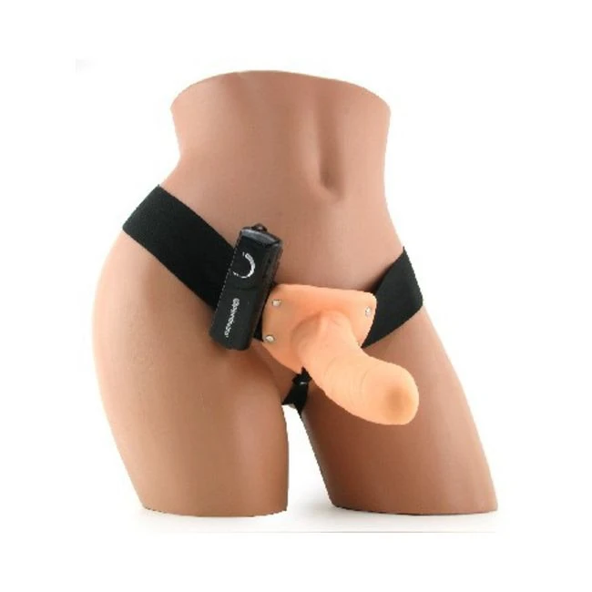 6" Vibrating Hollow Strap on - Beige - Overview