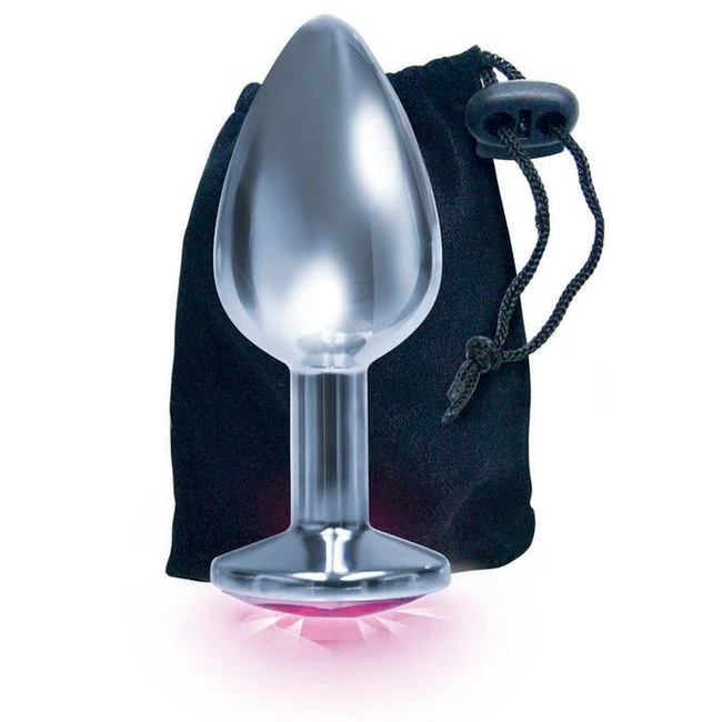 9's Silver Starter Bejeweled Stainless Steel Plug - Stainless Steel Build and Flared Base