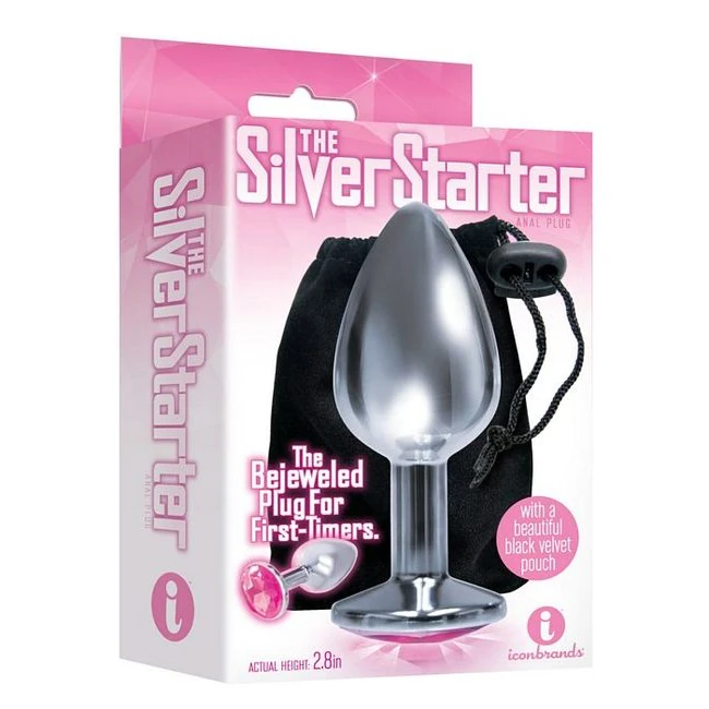 9's Silver Starter Bejeweled Stainless Steel Plug - Powerless Design, Splashproof Rating, and Colors