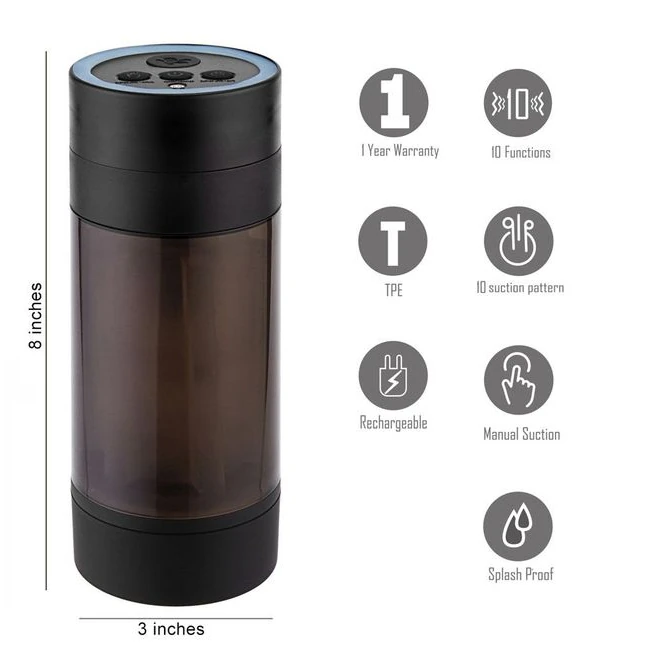 Ace Rechargeable Automatic Masturbator - Vibration Modes and Suction Control