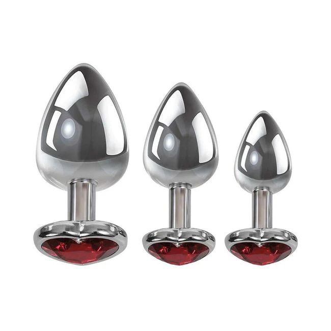 Adam & Eve Three Hearts Gem Anal Plug Set - Shape & Comfort