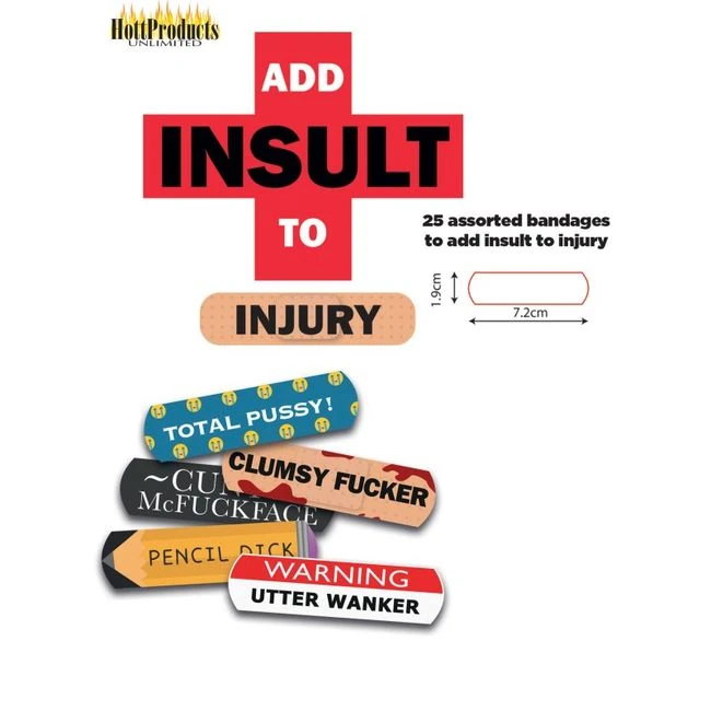 Add Insult to Injury Bandaids W/ Asst Sayings 9 Pc Display - Build & Quality