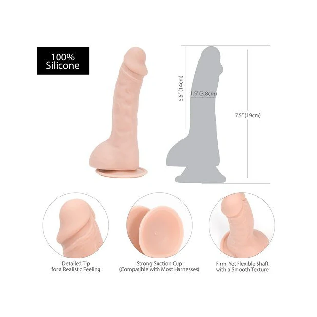 Addiction 100% Silicone Brad 7.5 Beige " - Vibration Modes and Power