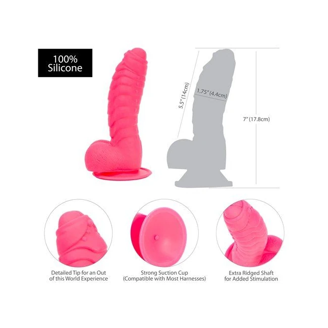 Addiction 100% Silicone Tom 7 Hot Pink " - Size & Fit