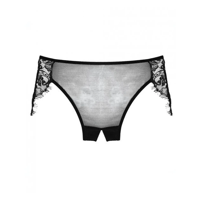 Adore Lavish & Lace Crotchless Panty Black O/s - Fabric & Feel