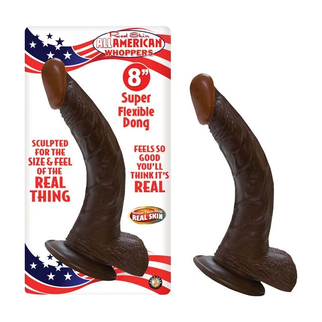 Afro American Whopper 8in W/balls Brown - Material Feel