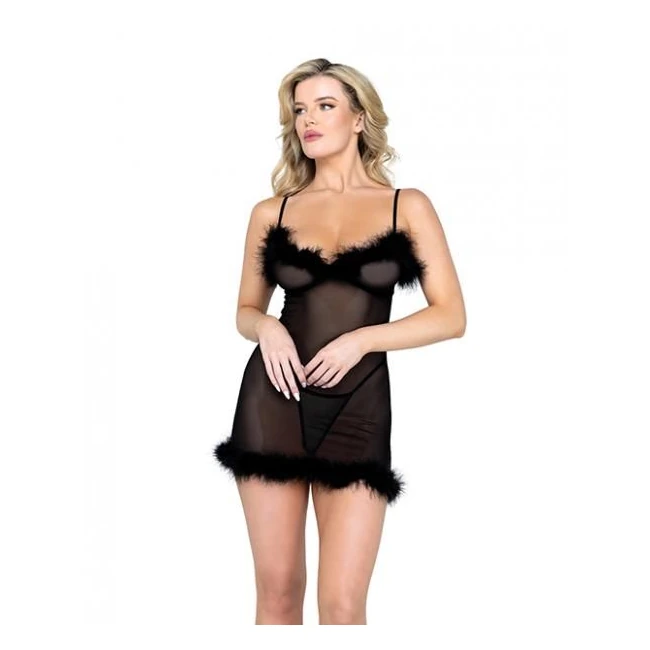Afterhours Maribou & Mesh Chemise - Fabric & Feel