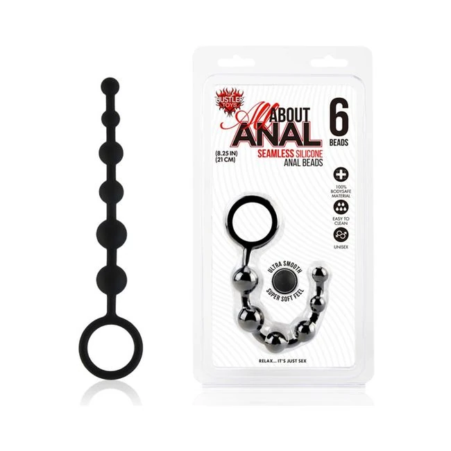 All About Anal Silicone Anal Beads 6 Balls Black - Shape & Comfort