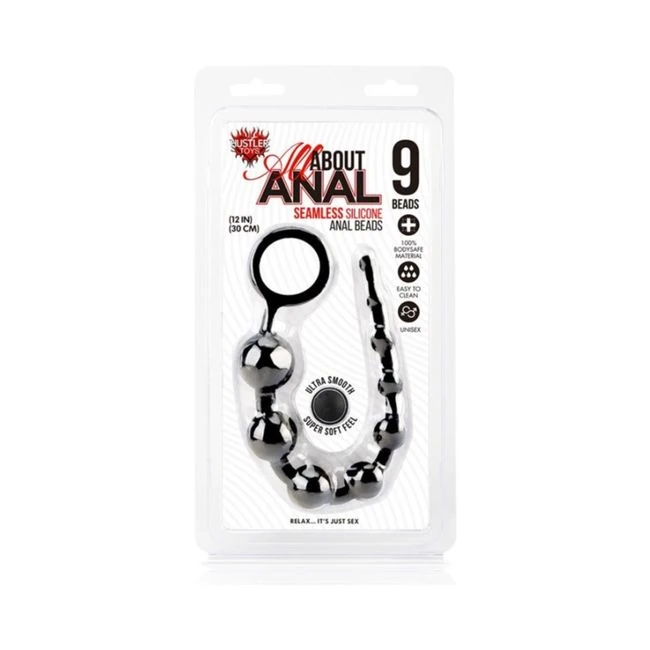 All About Anal Silicone Anal Beads 9 Balls Black - Material & Safety
