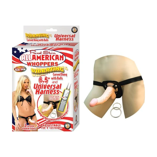 All American 6 1/ Dong W/ Harness Flesh - Shape &amp; Texture