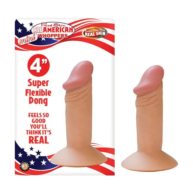 All American Mini Whopper 4in Flesh - Veined Shaft and Tapered Tip