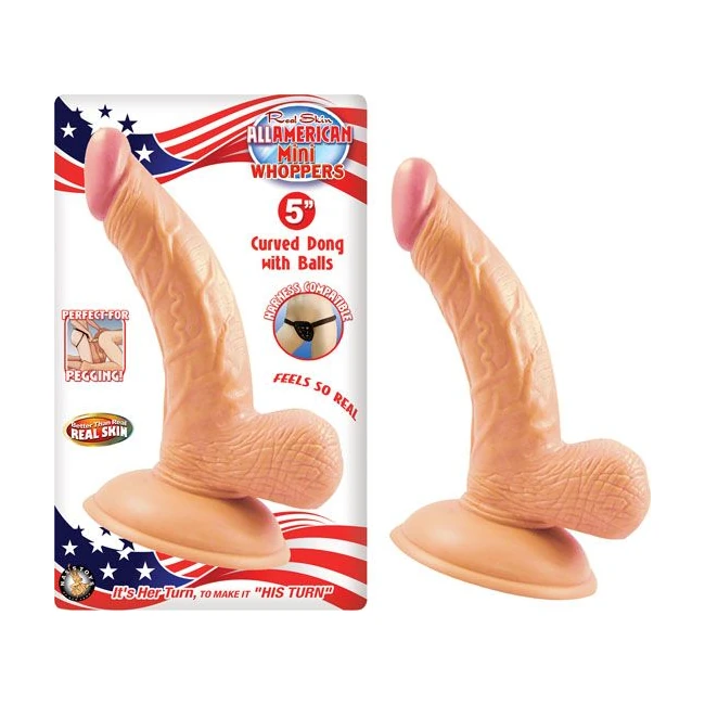 All American Mini Whoppers Curved Dong W/balls Fles - Shape & Texture