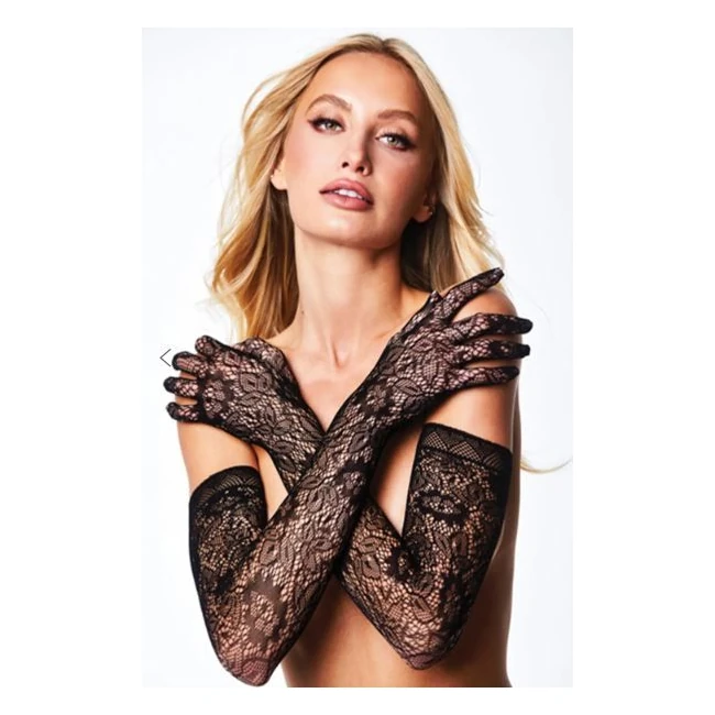 Allover Lace Opera Glove Black - Fabric & Feel