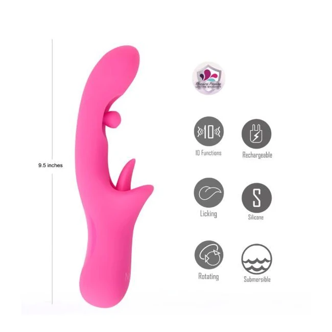 Alora Dual Motor Licking & Rotating Vibe Pink - Vibration Modes