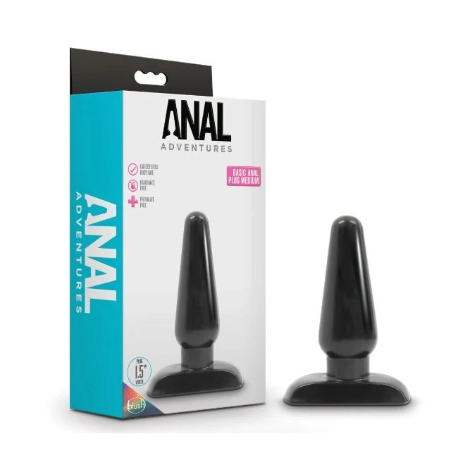 Anal Adventures Basic Anal Plug - - Black - Shape & Comfort