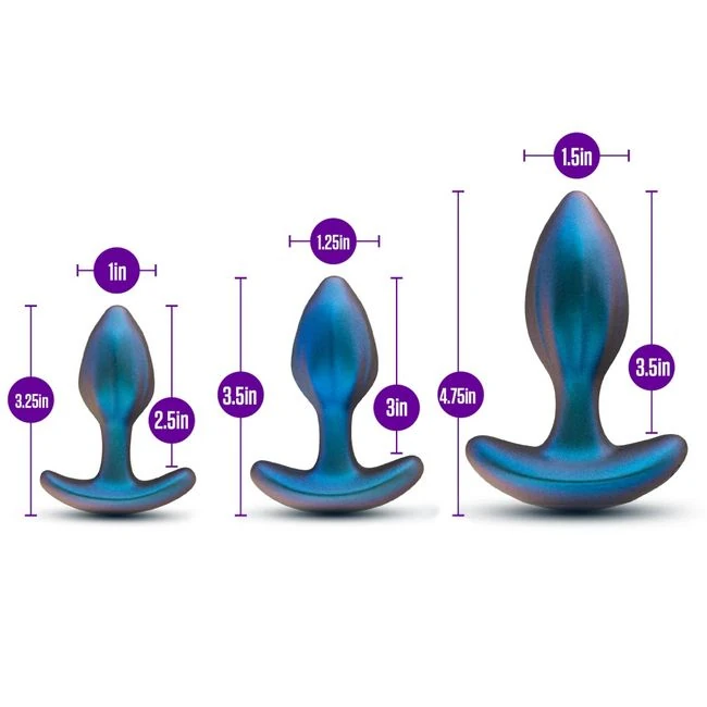 Anal Adventures Matrix Cosmos Plug Kit Lunar Blue - Vibration Modes in the Large Plug