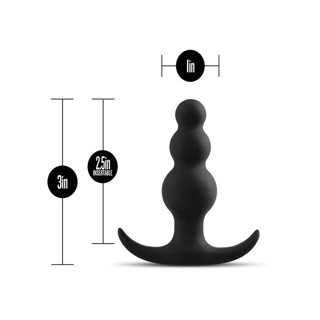 Anal Adventures Platinum Beaded Plug Black - Graduated Sizing & Specifications