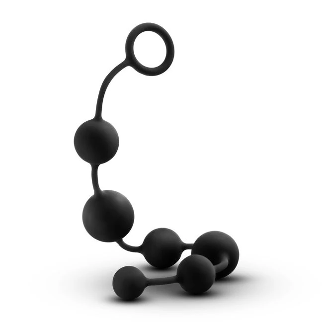 Anal Adventures Platinum Black Silicone Large Anal Beads - Shape & Comfort