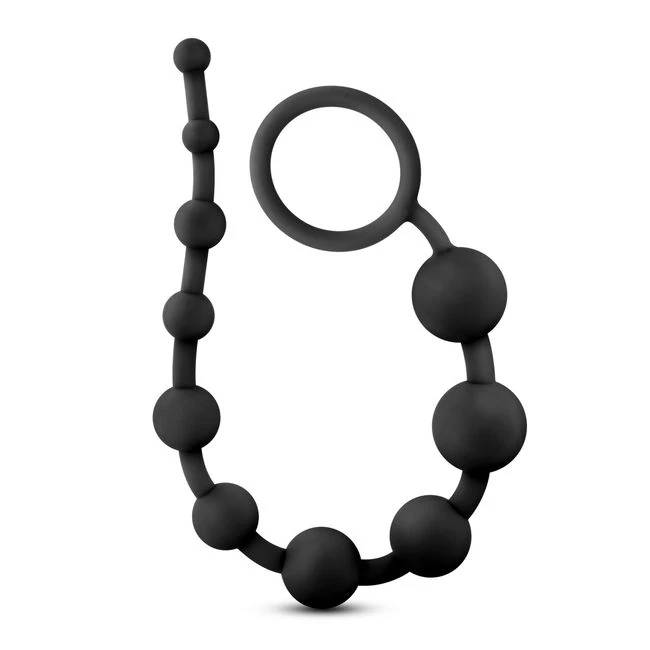 Anal Adventures Platinum Silicone 10 Anal Beads Black - by Blush Novelties