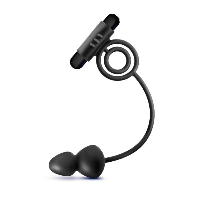 Anal Adventures Platinum Silicone Anal Plug W Vibrating C Ring Black - Experience Enhanced Pleasure with the Anal Adventures Platinum Silicone Anal Plug and Vibrating Cock Ring