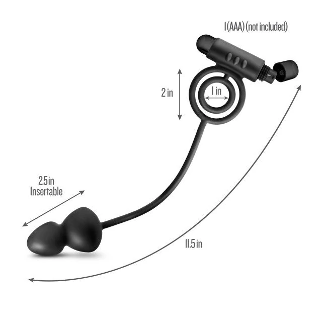 Anal Adventures Platinum Silicone Anal Plug W Vibrating C Ring Black - Product Specifications