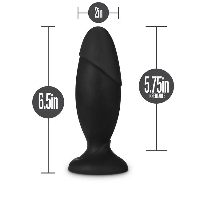 Anal Adventures Platinum Silicone Rocket Plug Black - Shape and Dimensions