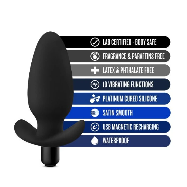 Anal Adventures Platinum Silicone Saddle Plug Black - Vibration Modes