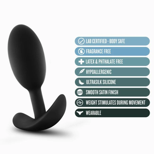 Anal Adventures Platinum - Silicone Vibra Slim Plug - Medium - Black - Material & Safety