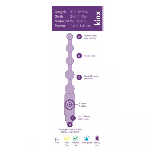 Anovibe Vibrating Anal Beads Kinx - A Five-Inch PVC Shaft That Holds Its Shape