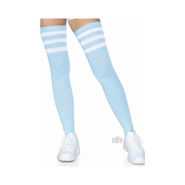 Athlete Thigh Hi 3 Stripe Top Lt Blu - Fabric & Feel
