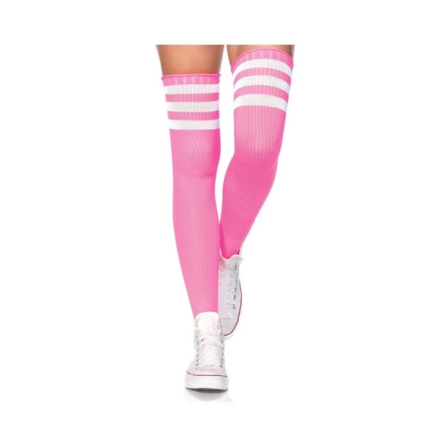 Athlete Thigh Highs with 3 Stripes Top O/s Neon - Fabric & Feel