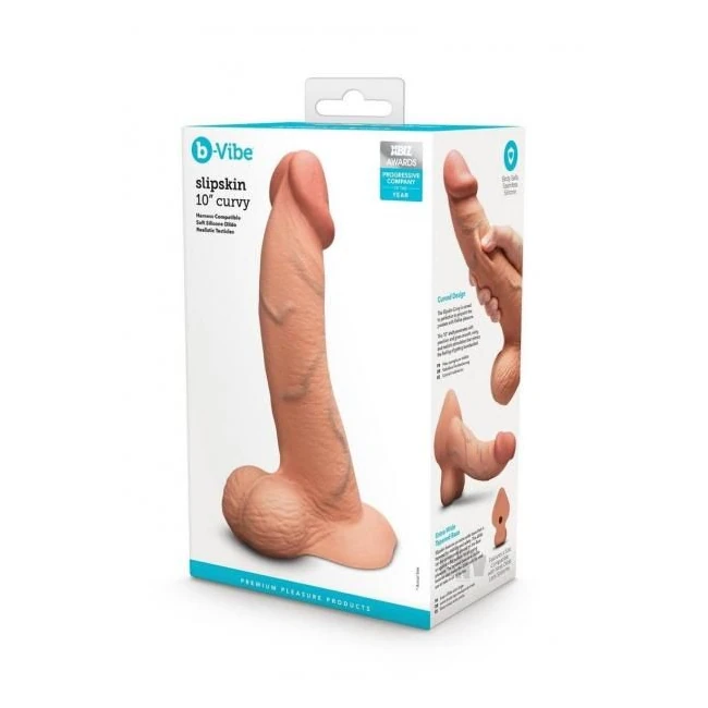 B-vibe Slipskin Dildo Curve 10 Brn - Design & Compatibility