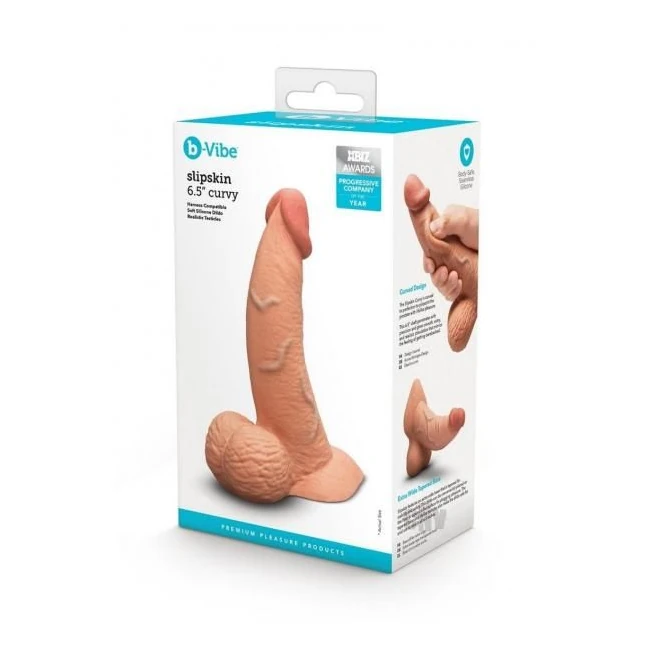 B-vibe Slipskin Dildo Curve 6.5 Brn - Experience the Lifelike Sensation