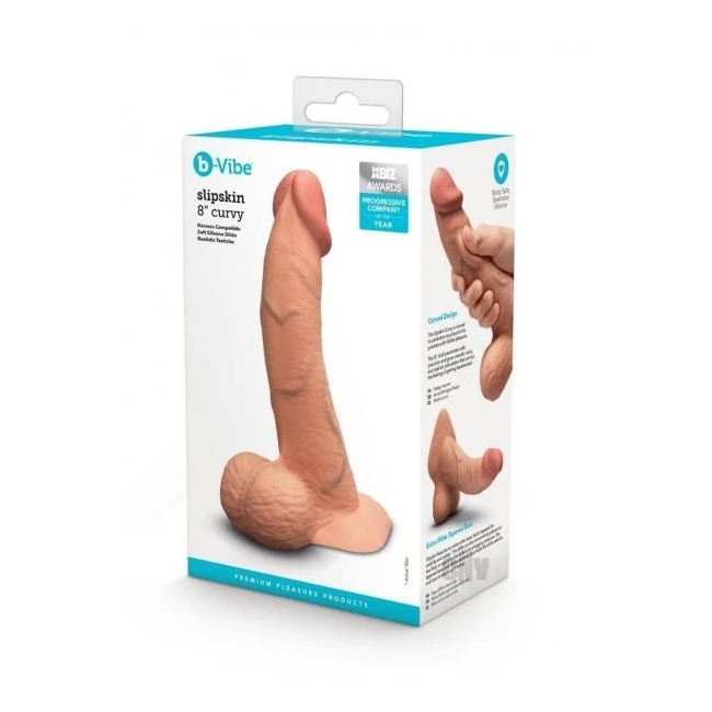 B-vibe Slipskin Dildo Curve 8 Brn - Design & Compatibility