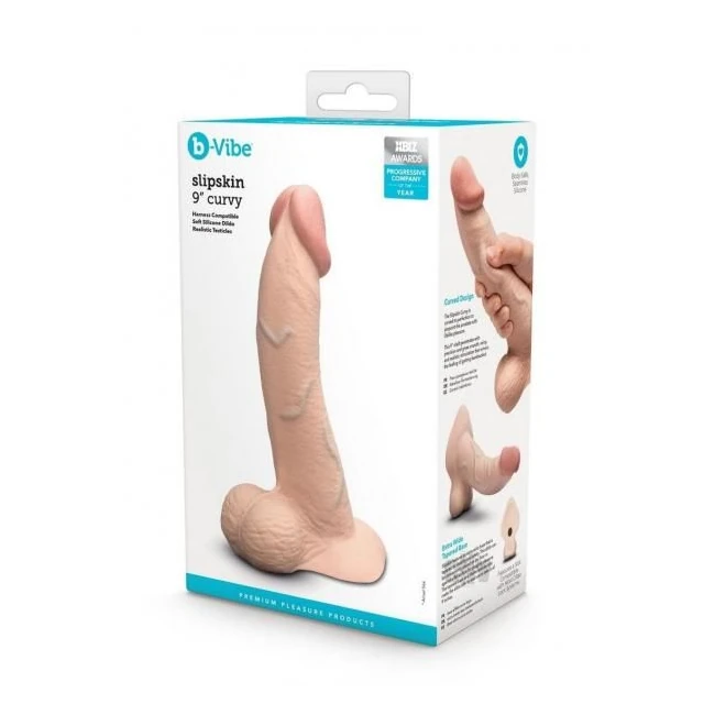 B-vibe Slipskin Dildo Curve 9 Brn - Experience Lifelike Stimulation with the B-vibe Slipskin Dildo Curve 9