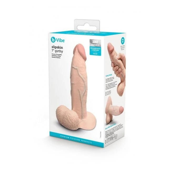 B-vibe Slipskin Dildo Girthy 7 Brn - Experience Unmatched Realism and Girth