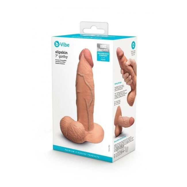 B-vibe Slipskin Dildo Girthy 7 Brn - Physical Design and Material