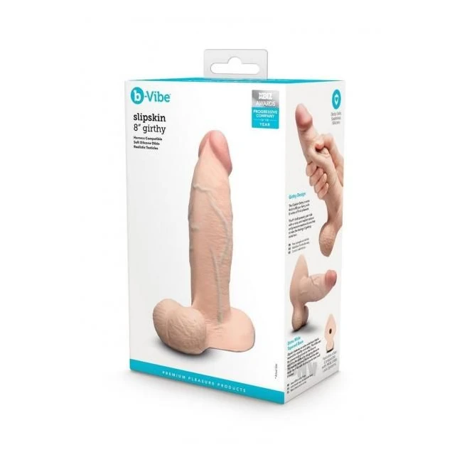 B-vibe Slipskin Dildo Girthy 8 Brn - Experience the Realism and Girth of the B-vibe Slipskin Dildo