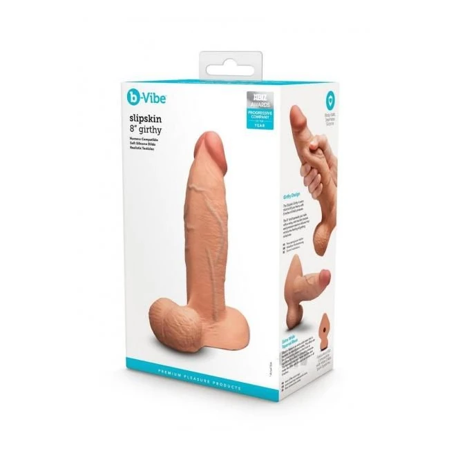 B-vibe Slipskin Dildo Girthy 8 Brn - Design and Materials