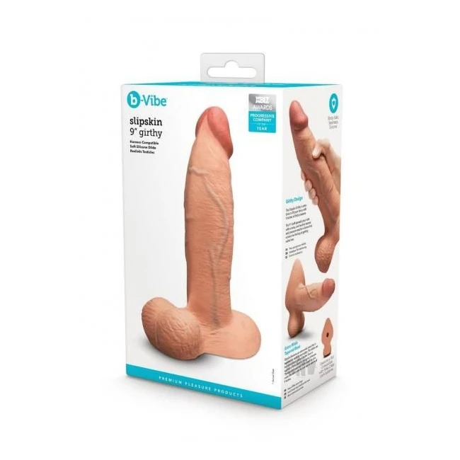 B-vibe Slipskin Dildo Girthy 9 Brn - Design & Compatibility