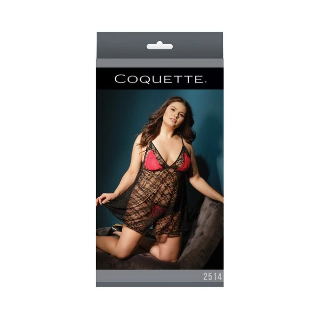 Baby Doll & G-string G-string Blk/red/fucia - Fabric & Feel