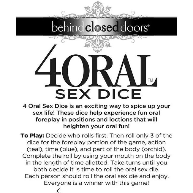Behind Closed Doors 4 Oral Sex Dice - Four Dice Built Around a Timed Roll