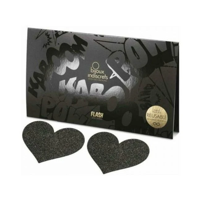 Bijoux Indiscrets Flash Reusable Glitter Pasties Heart - Fabric & Feel