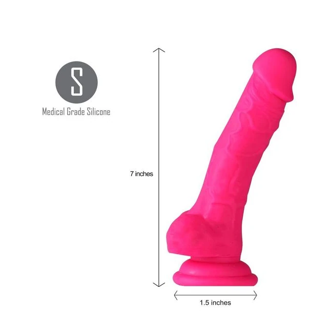 Billee 7 Realistic Silicone Dong Neon Pink " - Material Feel