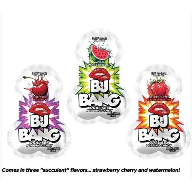Bj Bang Popping Blow Job Oral Sex Candy 72pc Display - Ridged Internal Channel and Soft Exterior