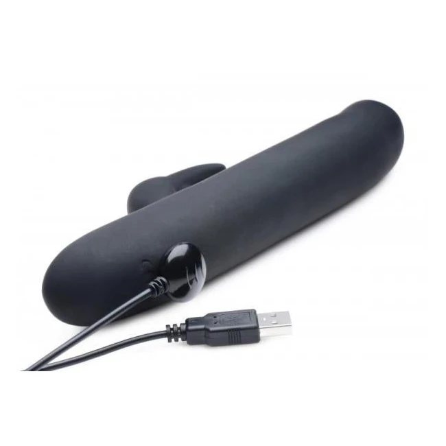 Bling Bunny 10x Flexing Silicone Rabbit Vibrator Black - Vibration Modes