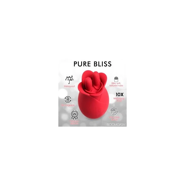 Bloomgasm the Rose Fondle 10x Massaging Rose Clit Stimulator - Experience the Sensation of the Bloomgasm The Rose Fondle 10X