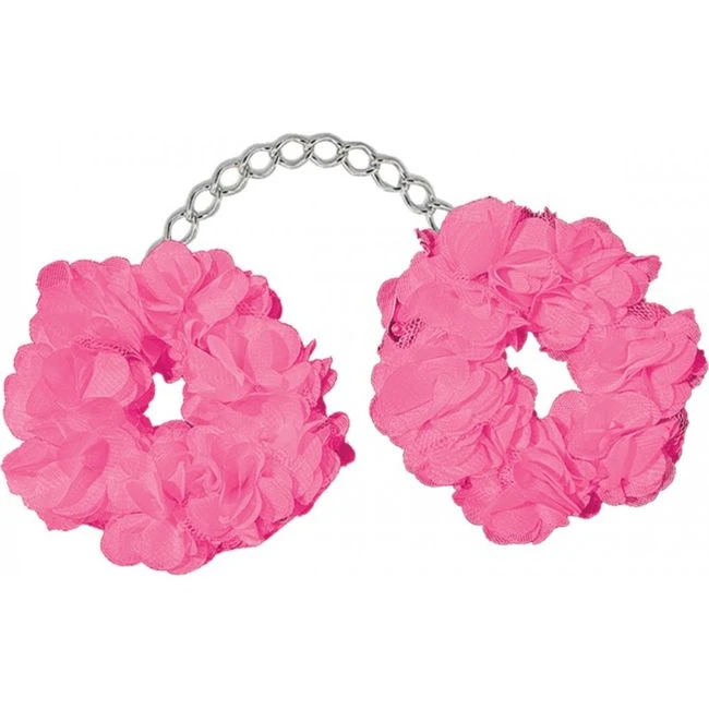 Blossom Luv Cuffs Flower Cuffs - Chain Connection, Adjustable Fit, and Included Keys