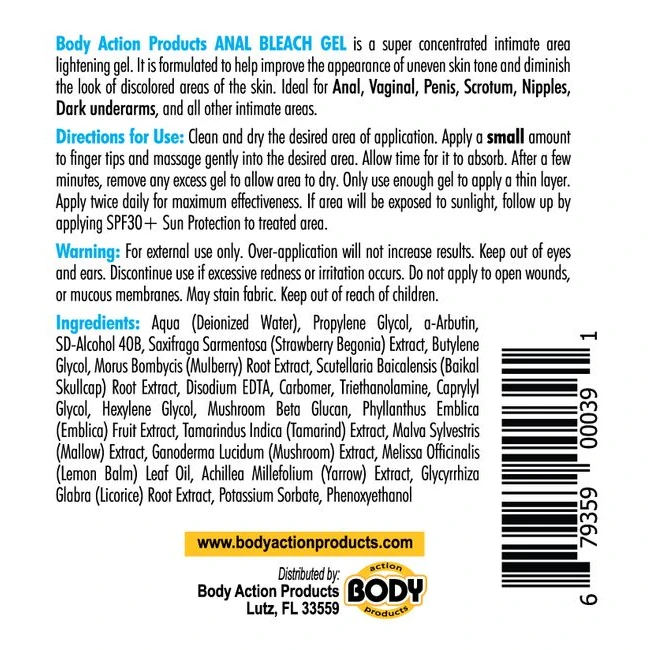 Body Action Anal Bleach Gelbottle - Material & Safety